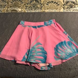 Pink shorts (skort) w/ blue palm print. NWT.